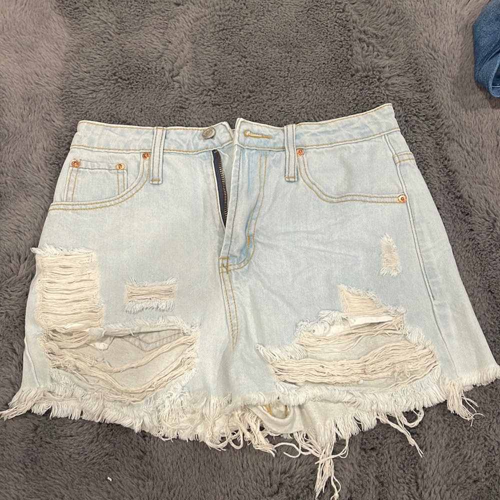 Signatures light wash jean shorts